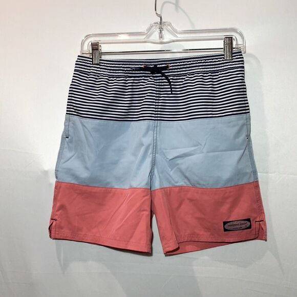 VINEYARD Vines color block swim trunks pockets elastic waist drawstring boys M